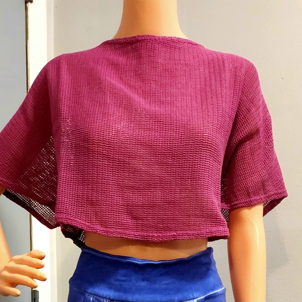 Women's Pink Knit Crop Top